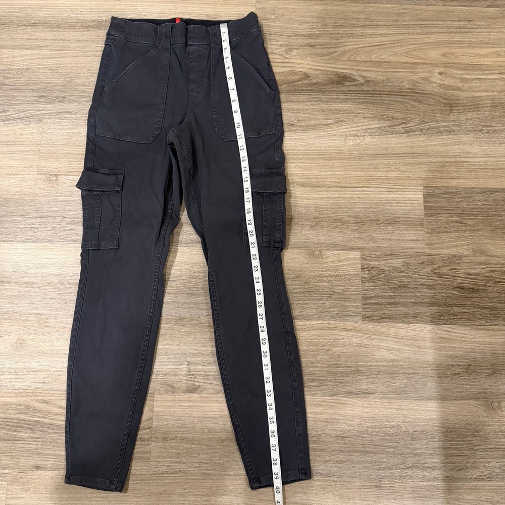 Spanx‎ 20311R Washed Black Stretch Twill Cargo Ankle Pant Large Women's Pull On - Picture 3 of 9